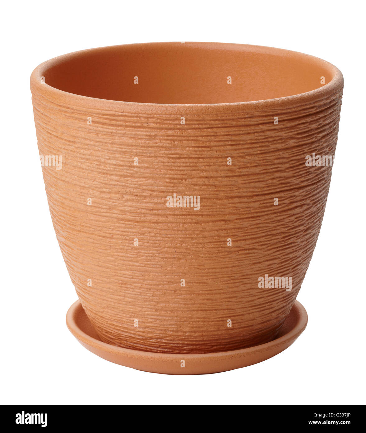 Clay plant pot isolated on white. Include clipping path Stock Photo
