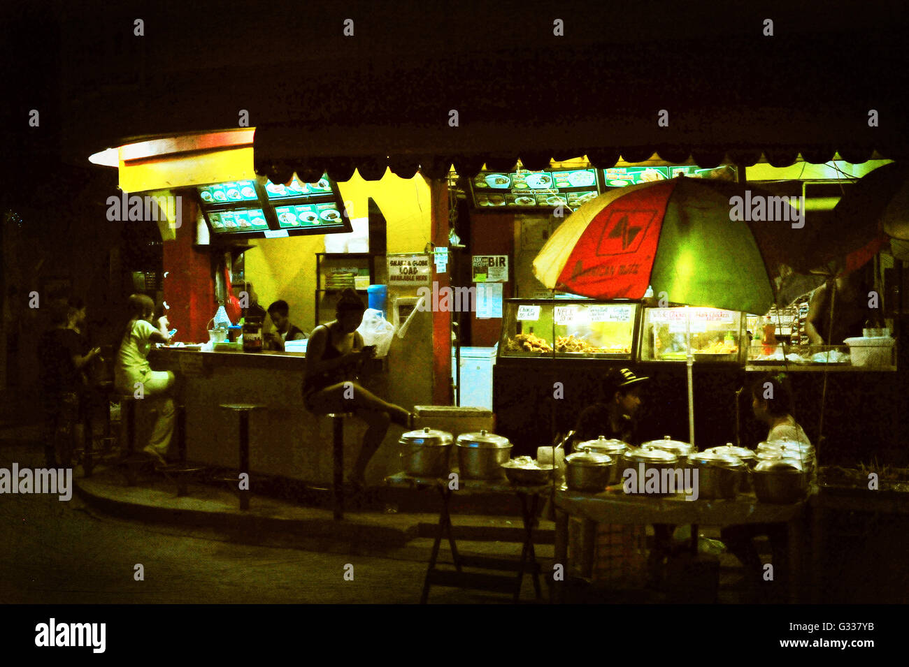Food Stall, Puerto Galera, Mindoro, Philippines. Stock Photo