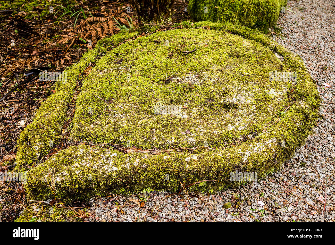 Old historic industrial granite mould a relic from local tin-mining in Cornwall Stock Photo