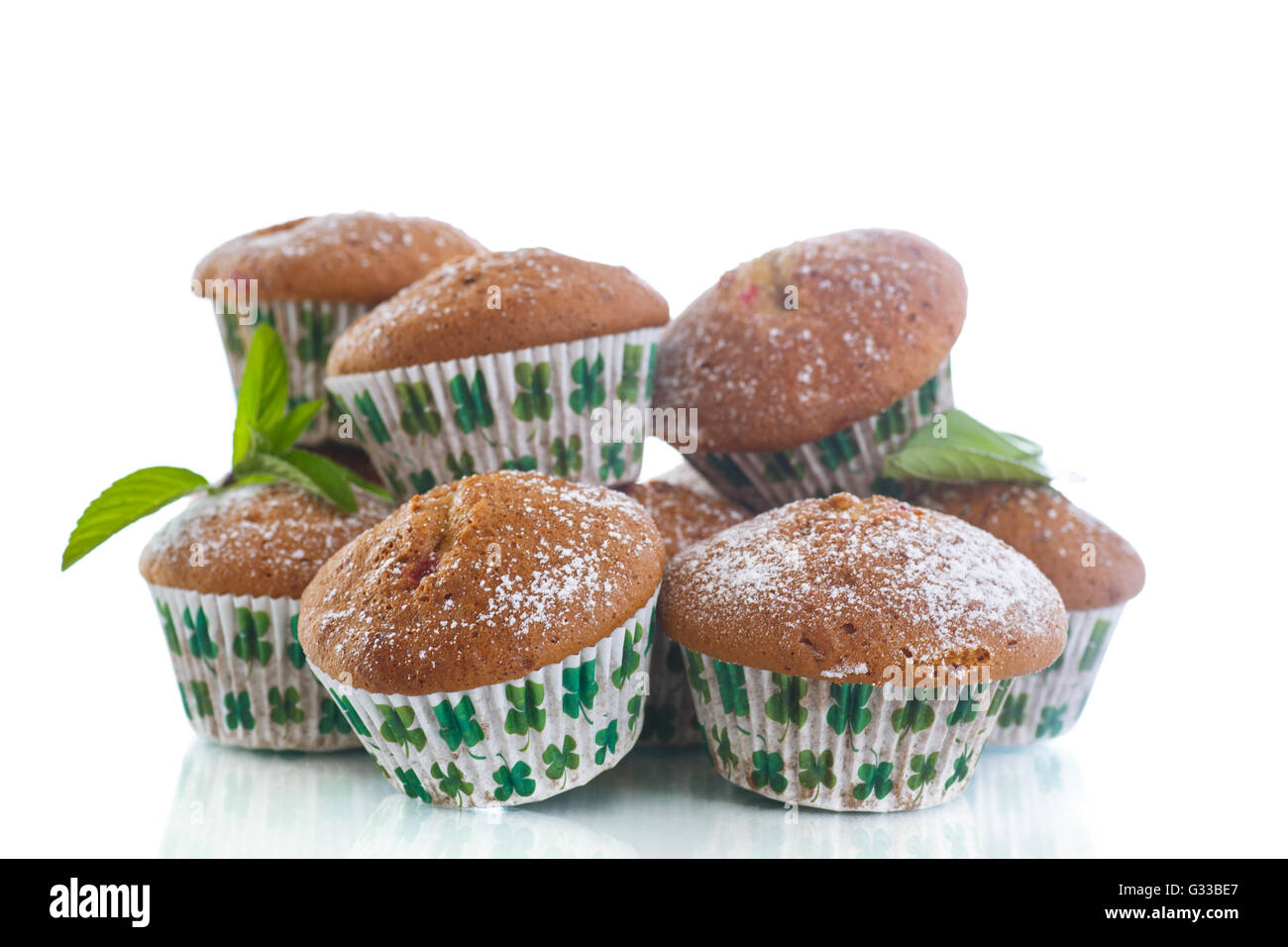sweet baked muffins with jam inside Stock Photo Alamy