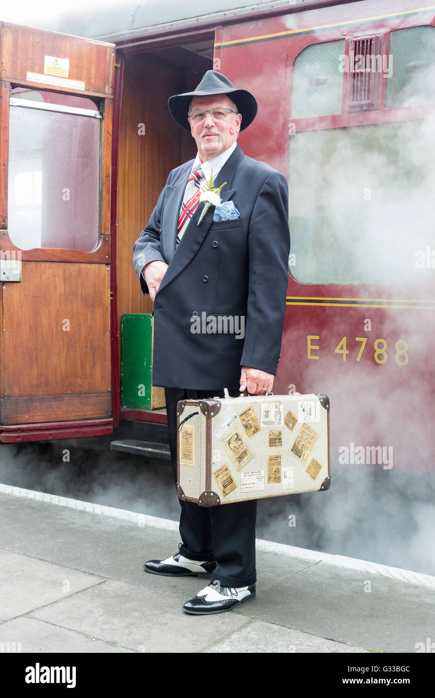 A reenactor at the 1940s Wartime Weekend on the Great Central Railway Stock Photo