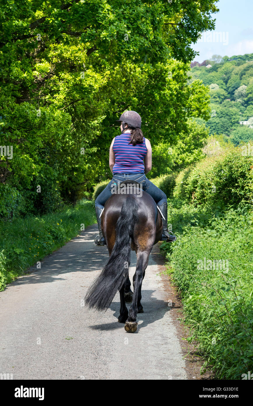 Horse rider on country lane hi-res stock photography and images - Alamy