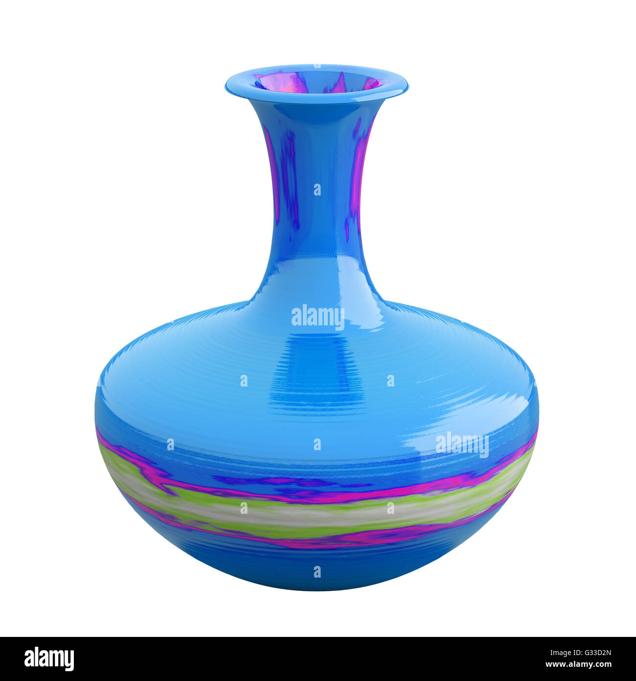 Empty ceramic vase  isolated on white background. Include clipping path. Front view. 3D illustration Stock Photo
