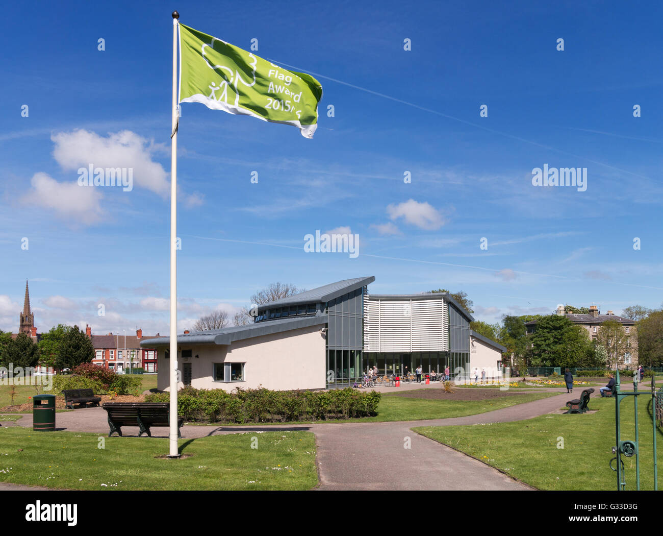 Green Flag award winning Birkenhead Park visitor centre, Coffee in the Park, Birkenhead, Merseyside,  England UK Stock Photo