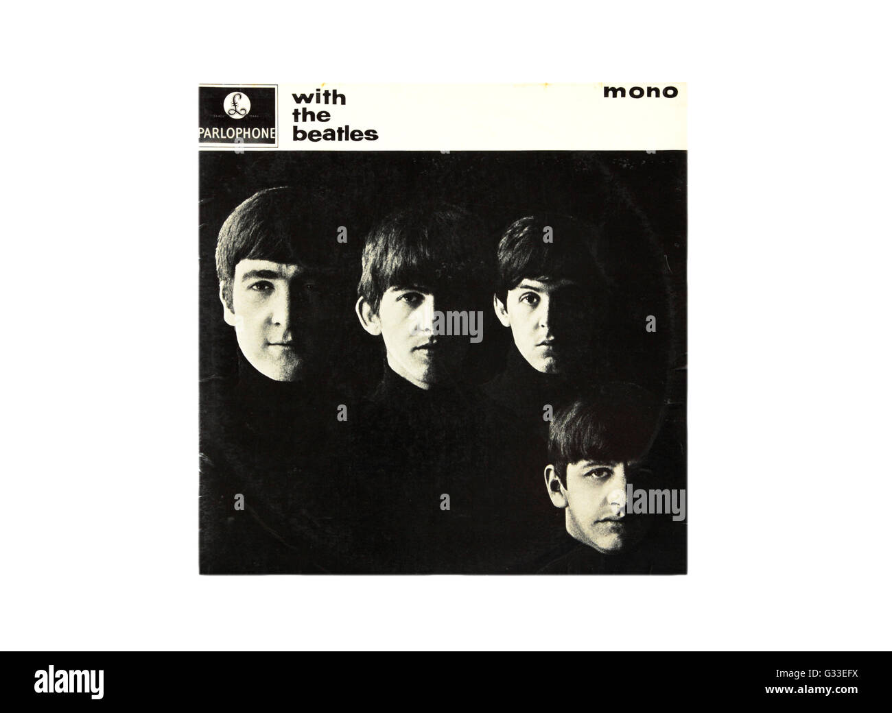 With The Beatles long playing record cover. Stock Photo