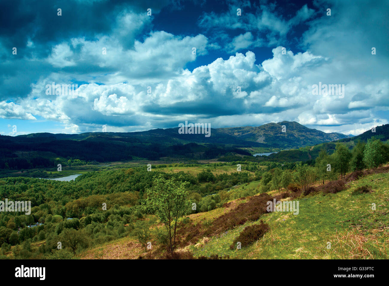 Loch Venachar and Ben Venue from The Great Trossachs Path, Glen Finglas, Loch Lomond and the Trossachs National Park, Stirlingsh Stock Photo