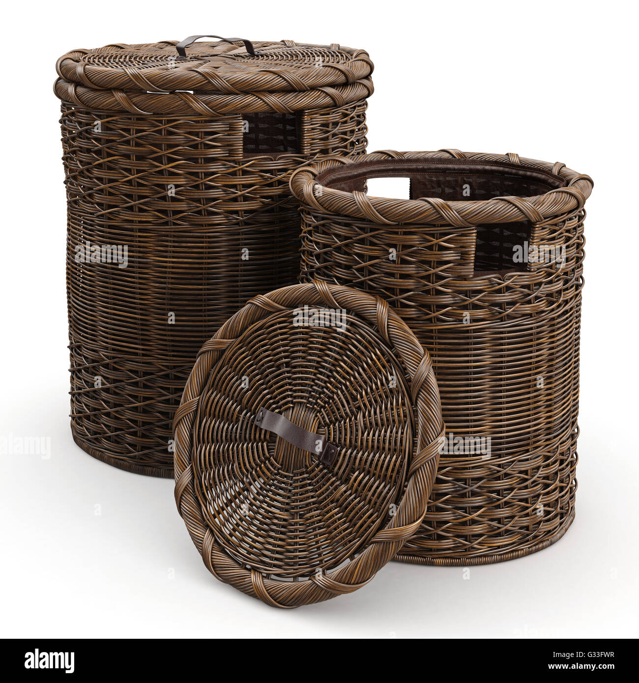 Round wicker baskets Stock Photo Alamy
