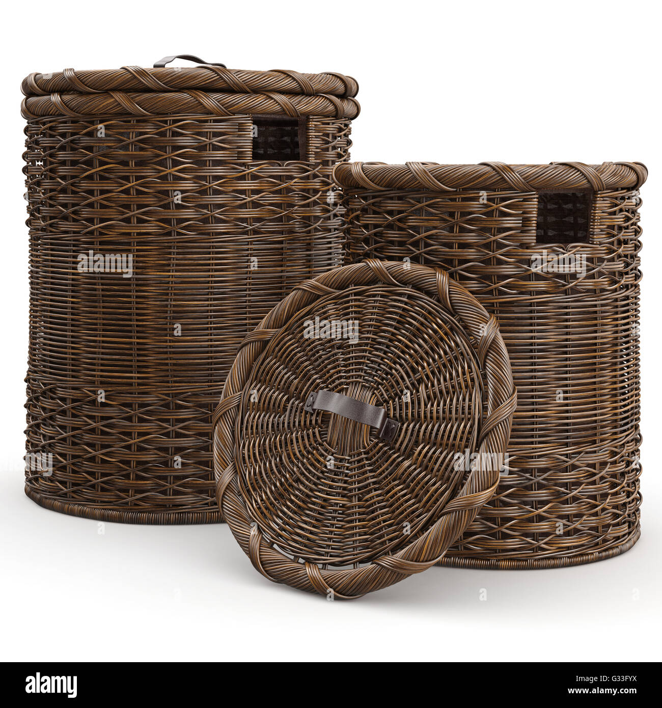 Round wicker baskets Stock Photo Alamy
