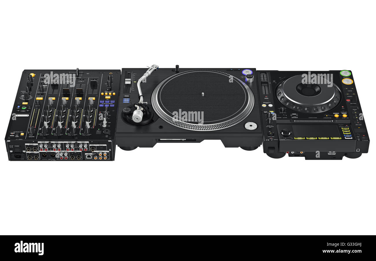 Dj table set mixer audio Cut Out Stock Images & Pictures - Alamy