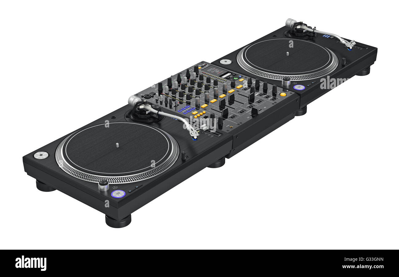 Set black dj mixer equipment Stock Photo Alamy