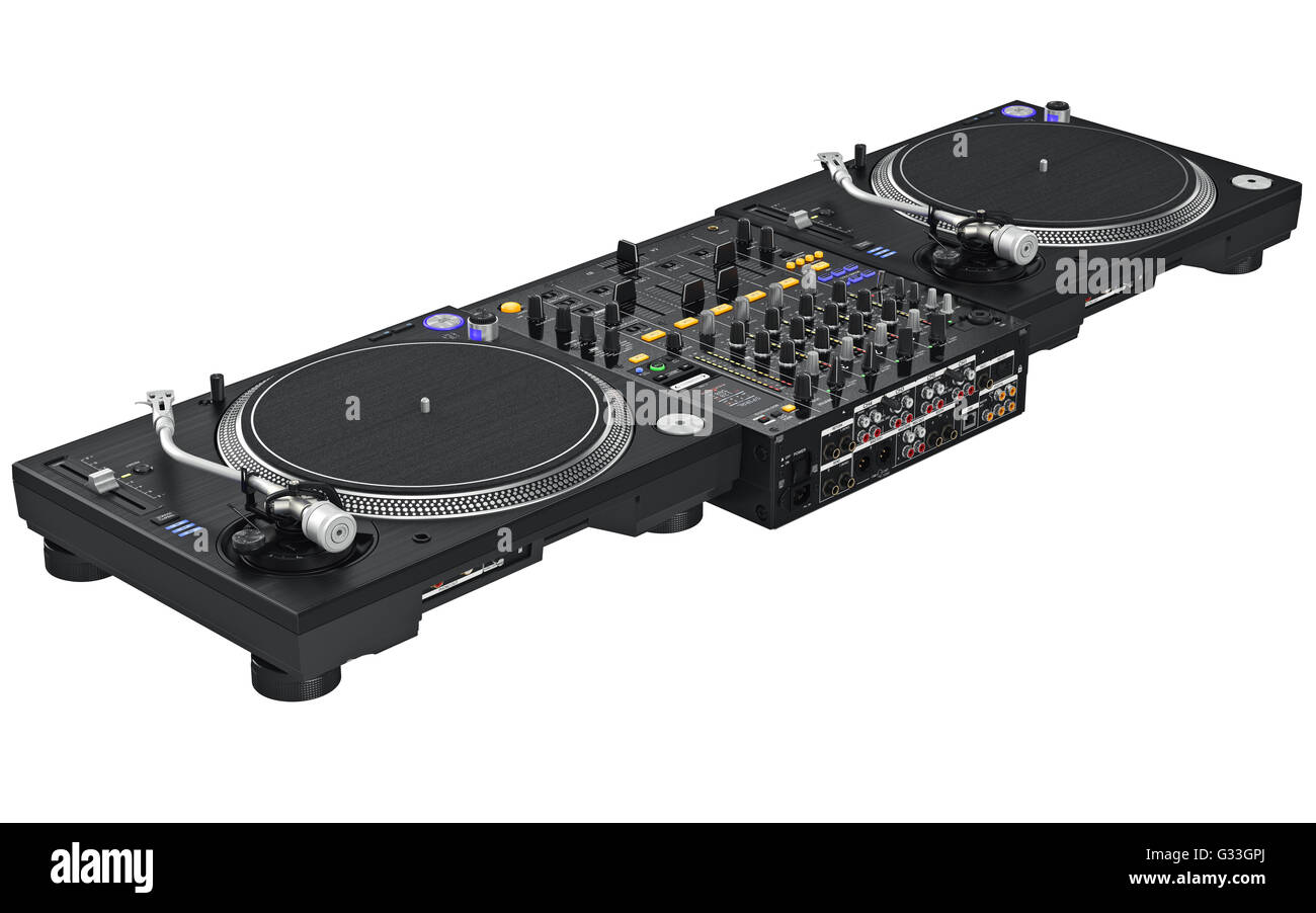 Dj set table mixing digital turntable Stock Photo Alamy