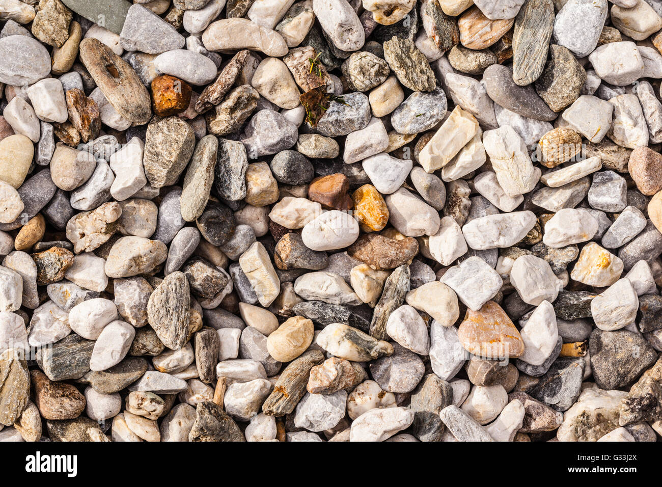 backgroung of rock gravel pebbles of different size and shape Stock Photo