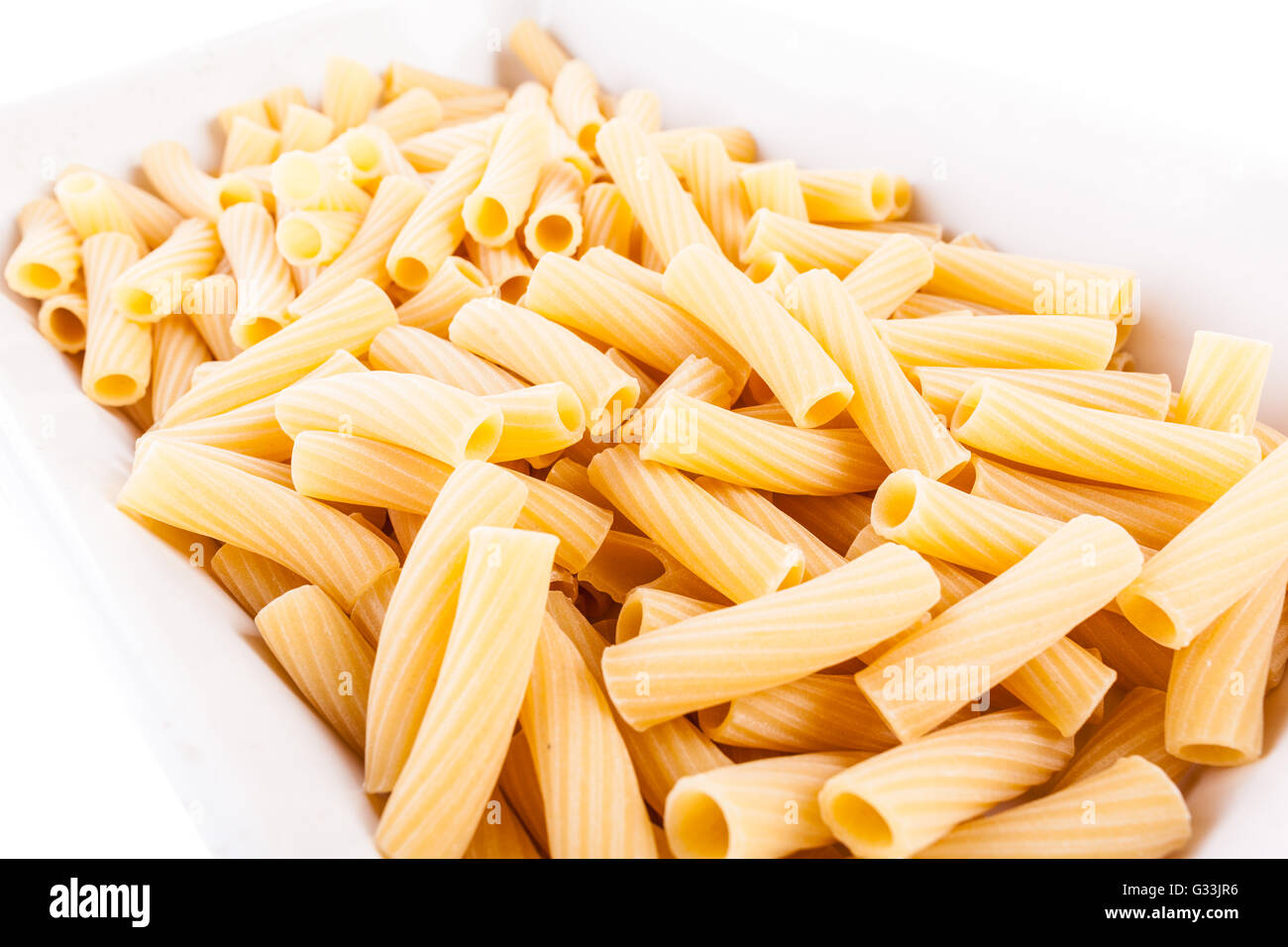 a heap of rigatoni, a typical italian pasta type Stock Photo Alamy