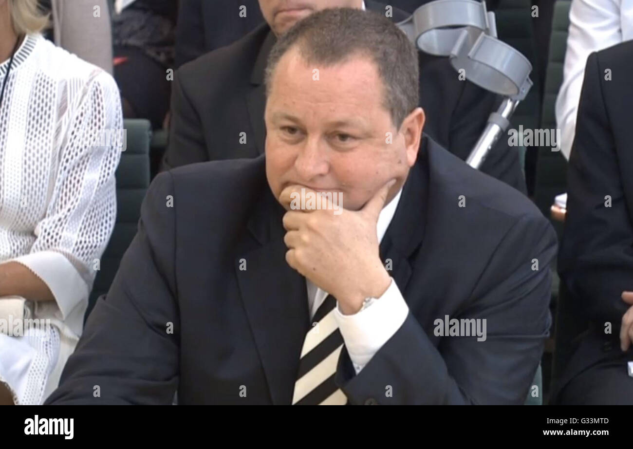 Sports direct boss mike ashley gives evidence hires stock photography