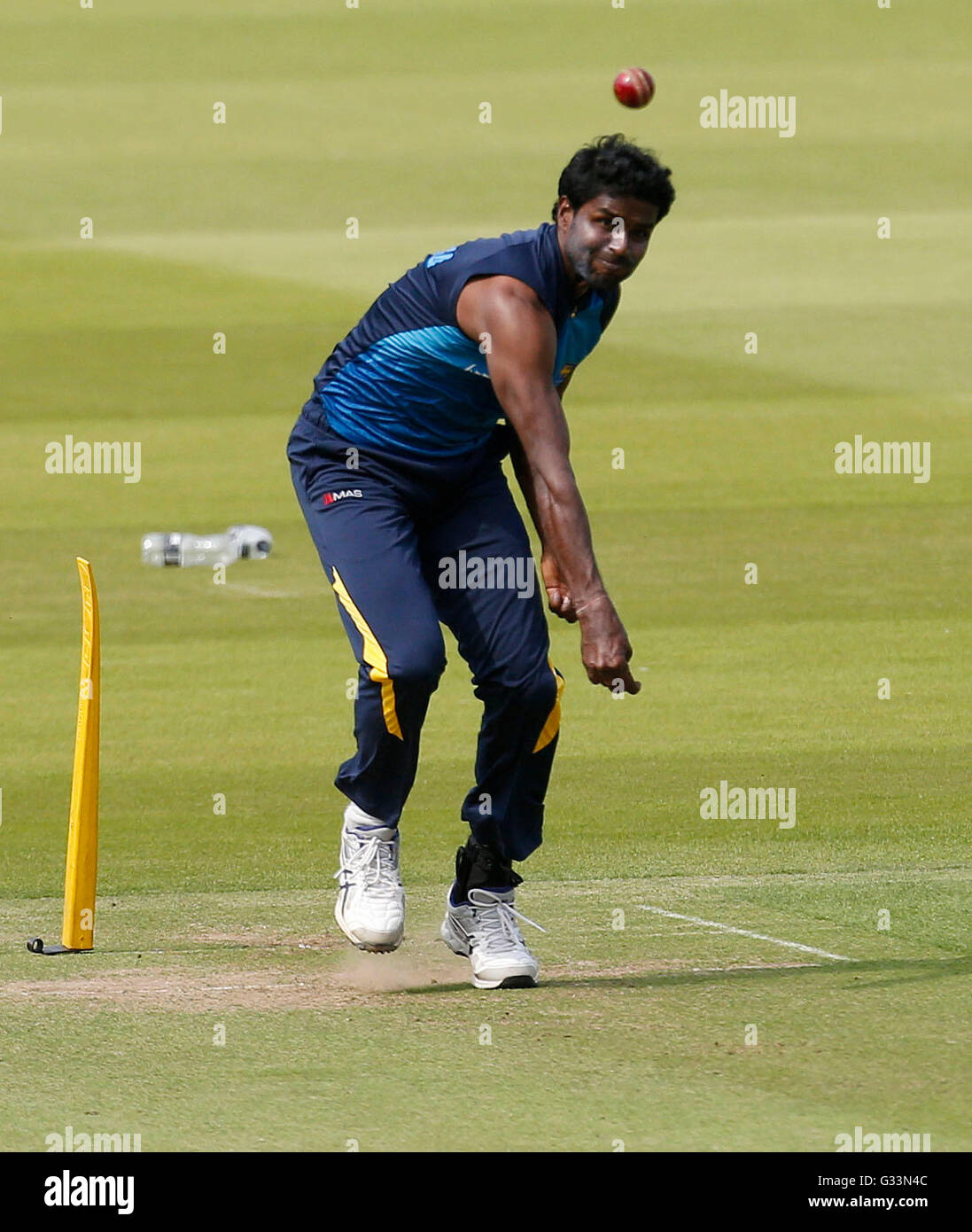 Sri Lanka's Shaminda Eranga during a nets session at Lord's Cricket Ground, London. Stock Photo