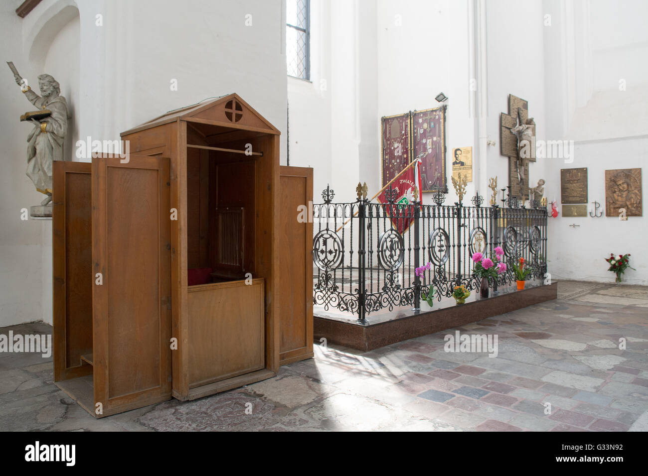 Confession Confessional box booth inside St Marys Church, Gdansk, Poland, Europe Stock Photo