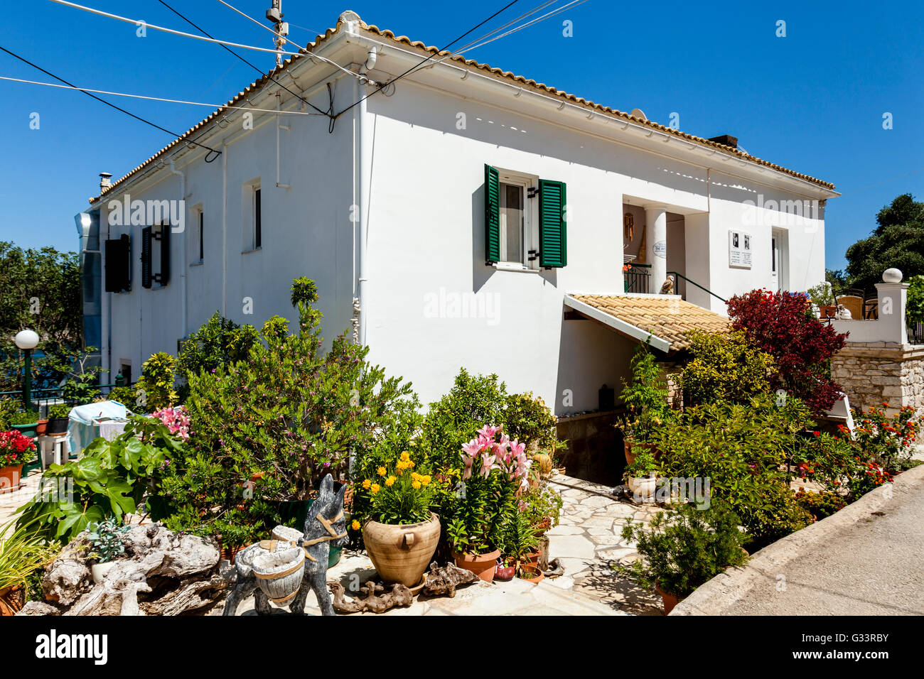 The White House ( Childhood Home of British Authors Gerald & Lawrence Durrell ) Kalami, Corfu Island, Greece. Stock Photo