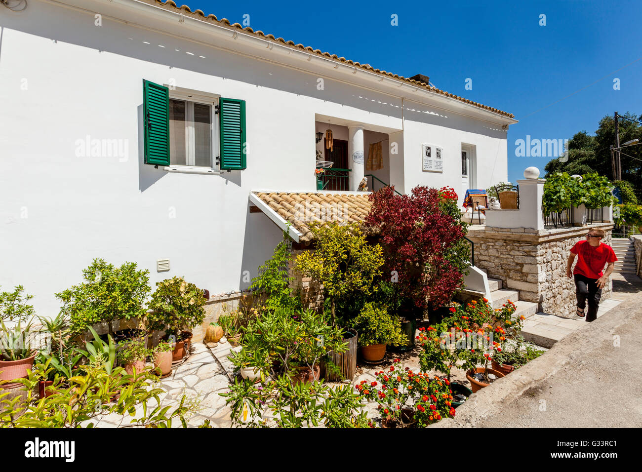 The White House ( Childhood Home of British Authors Gerald & Lawrence Durrell ) Kalami, Corfu Island, Greece. Stock Photo