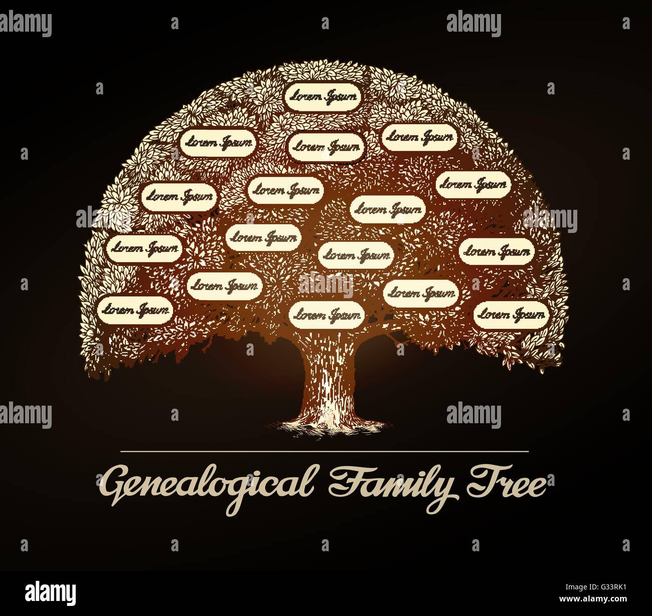 Family tree in vintage style. Genealogy, pedigree, dynasty Stock Vector