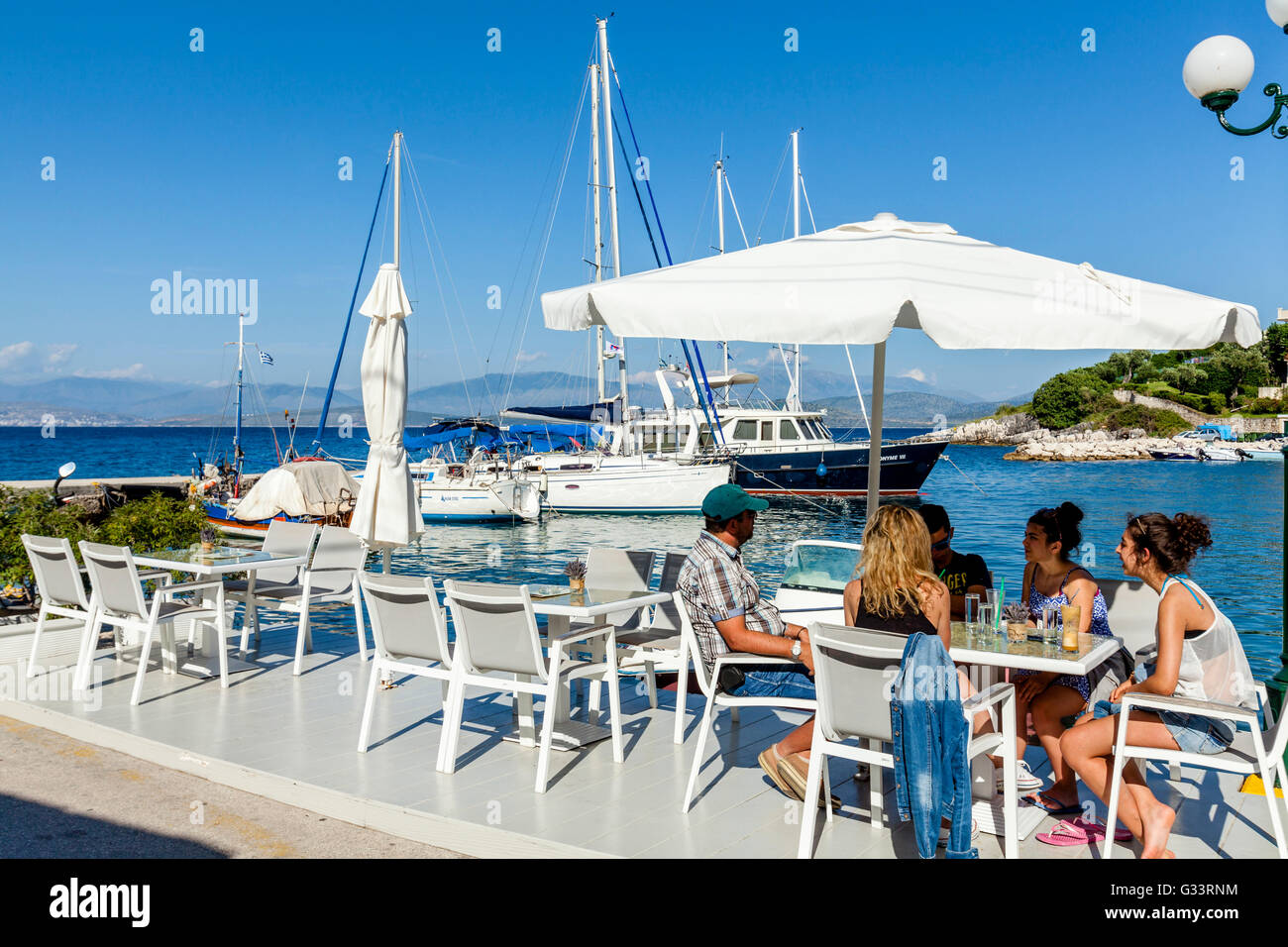 Seafront Restaurant, Kassiopi, Corfu, Greece Stock Photo Alamy