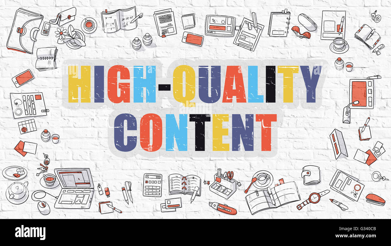 High-Quality Content Concept with Doodle Design Icons Stock Photo - Alamy