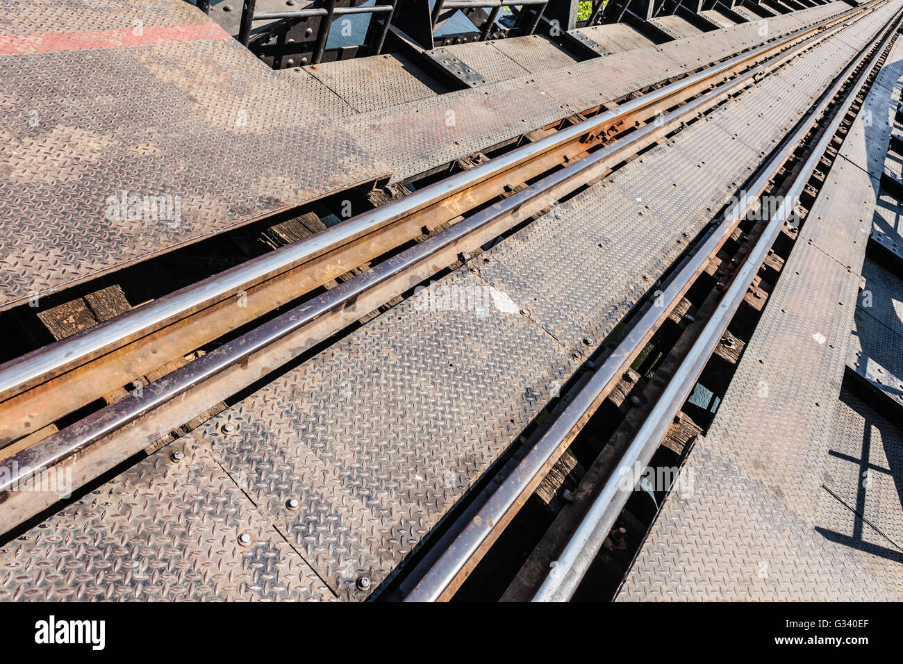 vintage railroad tracks of the famous bridge on the river Kwai in