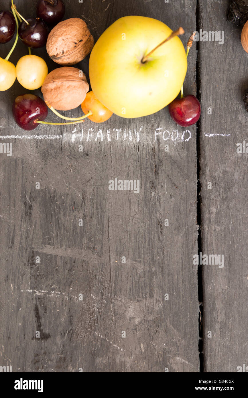 Fruits rustic background, food background Stock Photo - Alamy