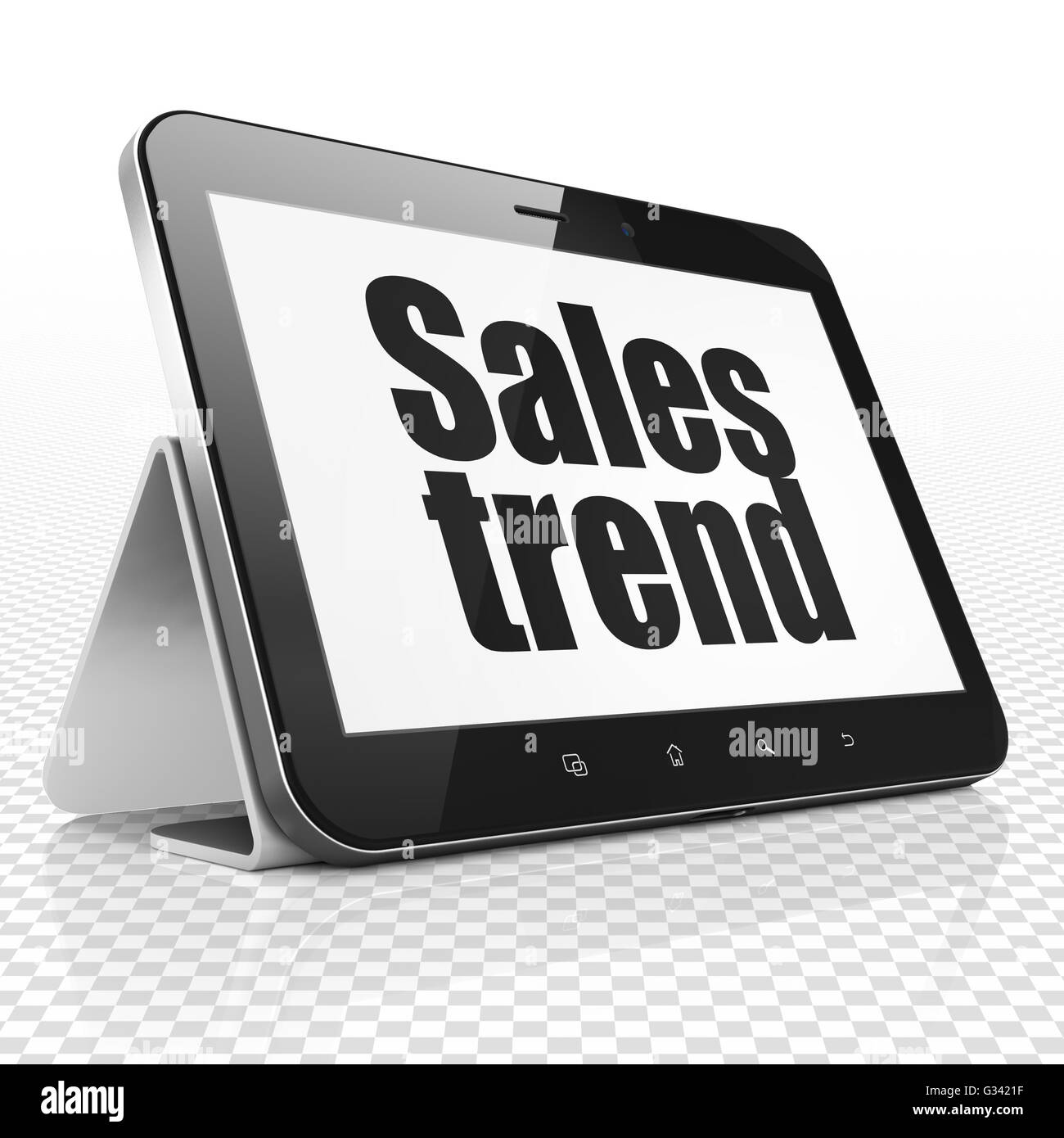 Advertising concept Tablet Computer with Sales Trend on display Stock