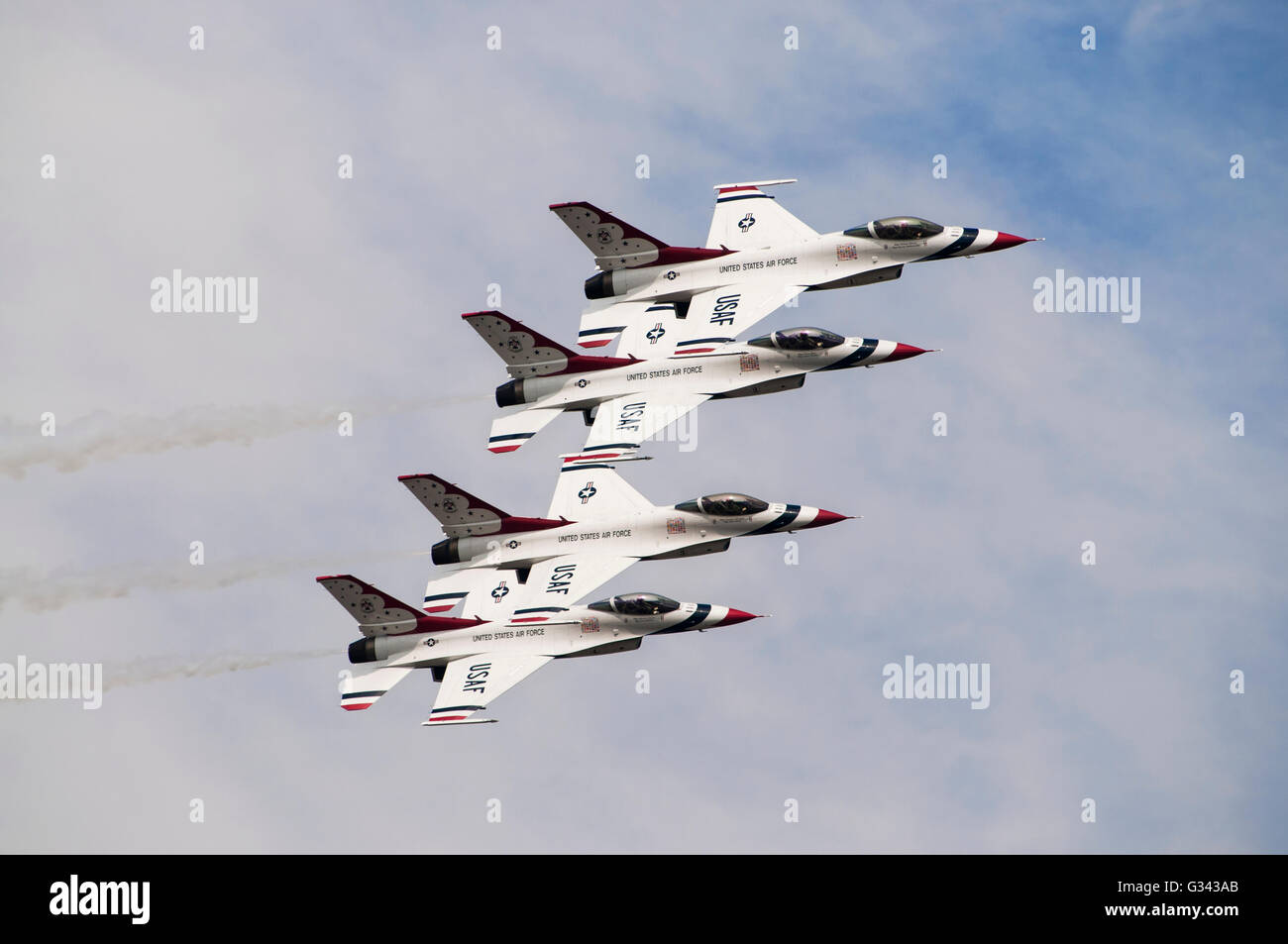 US Air Force Thunderbirds in formation. Stock Photo
