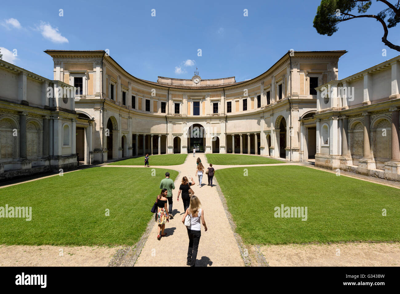 Rome. Italy. Villa Giulia, built 1551-1553, the semicircular loggia. Today the villa houses the National Etruscan Museum. Stock Photo