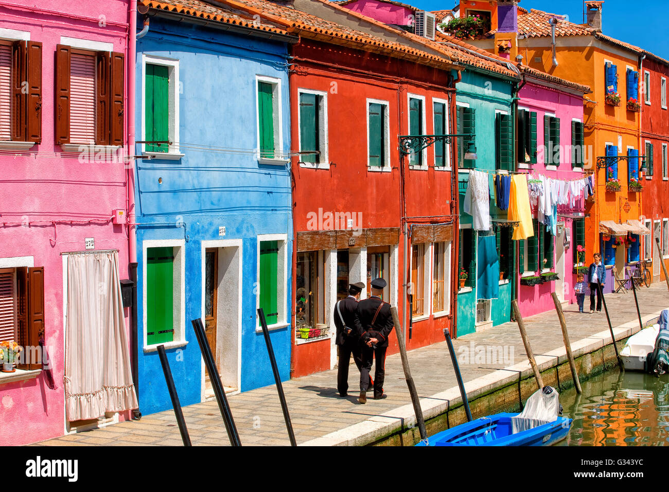 Colourful houses in Burano island Stock Photo