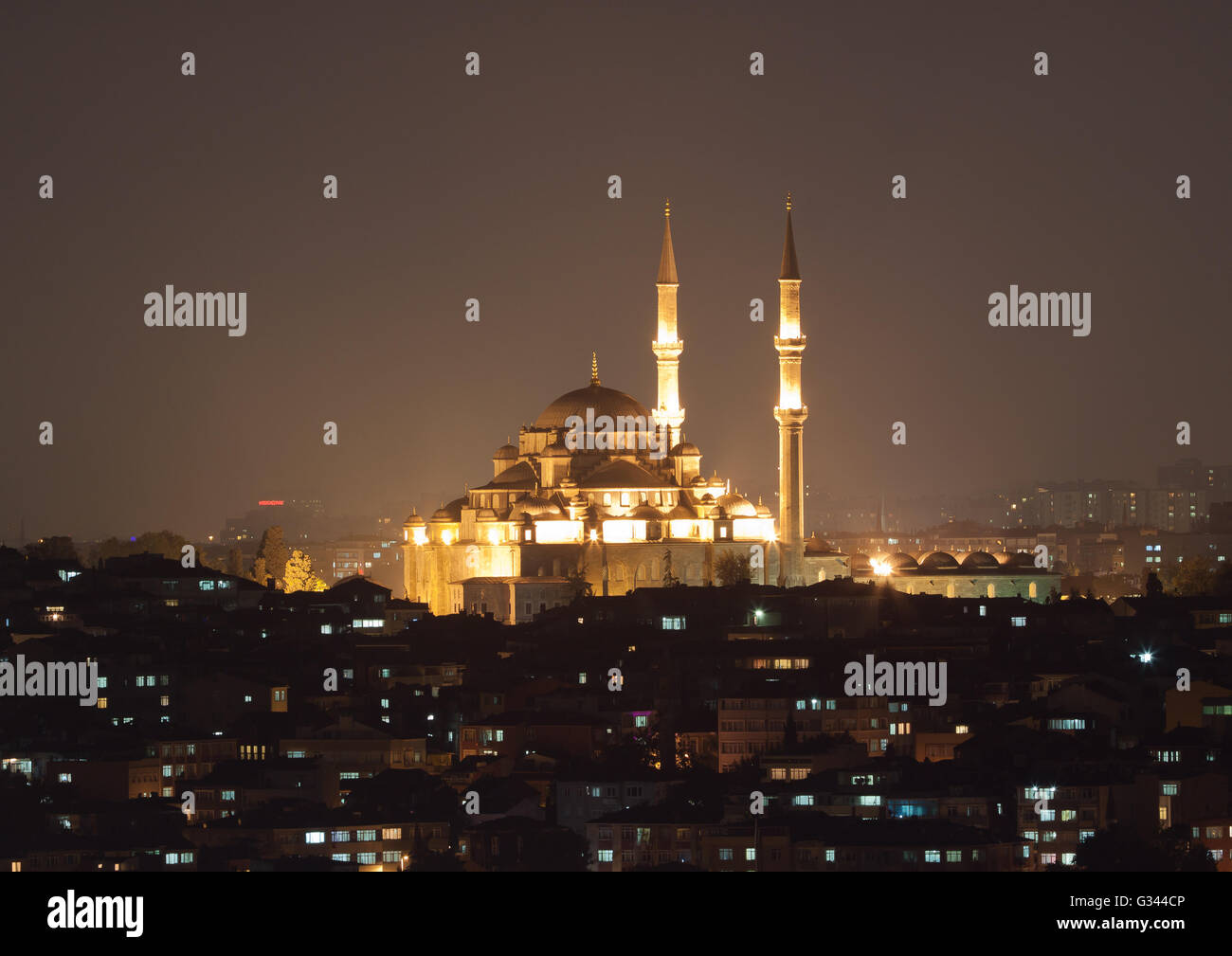 Fatih Sultan Camii Mosqueat night Istanbul, Turkey Stock Photo - Alamy