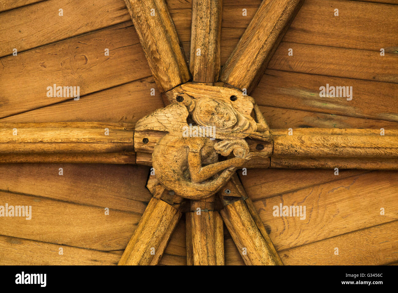 Rare And Unusual Carved Wooden Wood Ceiling Of The Cloister