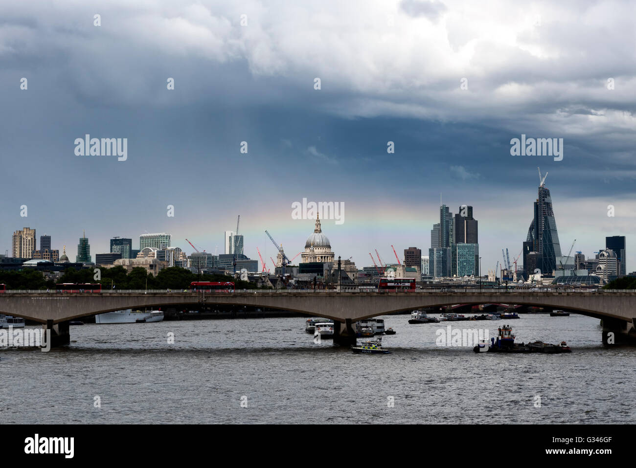 Rainbow over St. Paul's Cathedral. Stock Photo