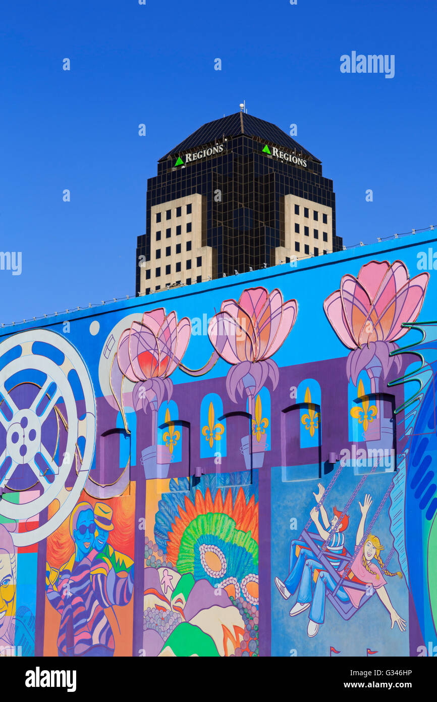 Mural, Crockett Street, Shreveport, Louisiana, USA Stock Photo