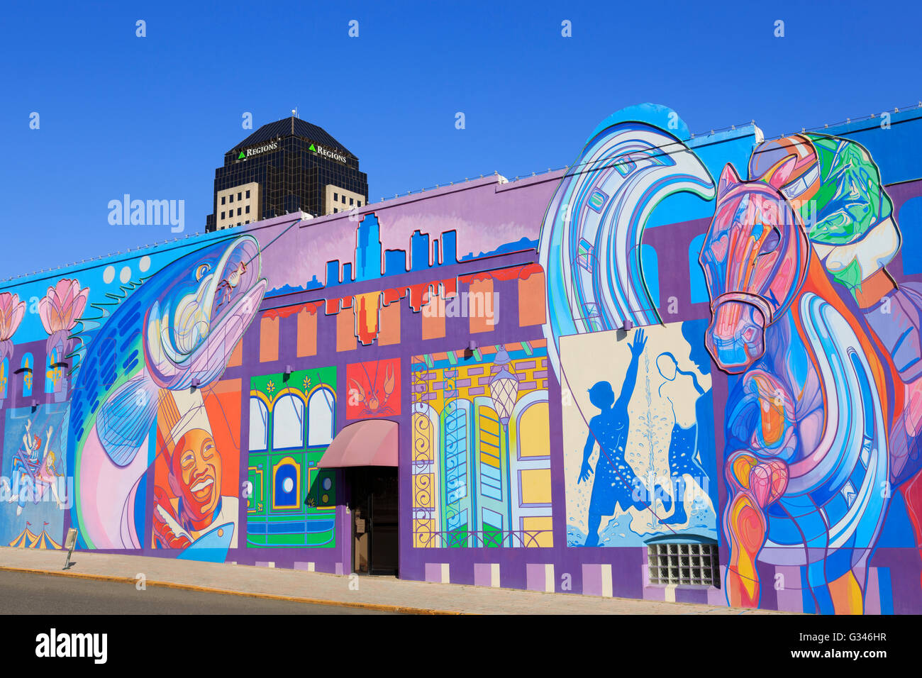 Mural, Crockett Street, Shreveport, Louisiana, USA Stock Photo