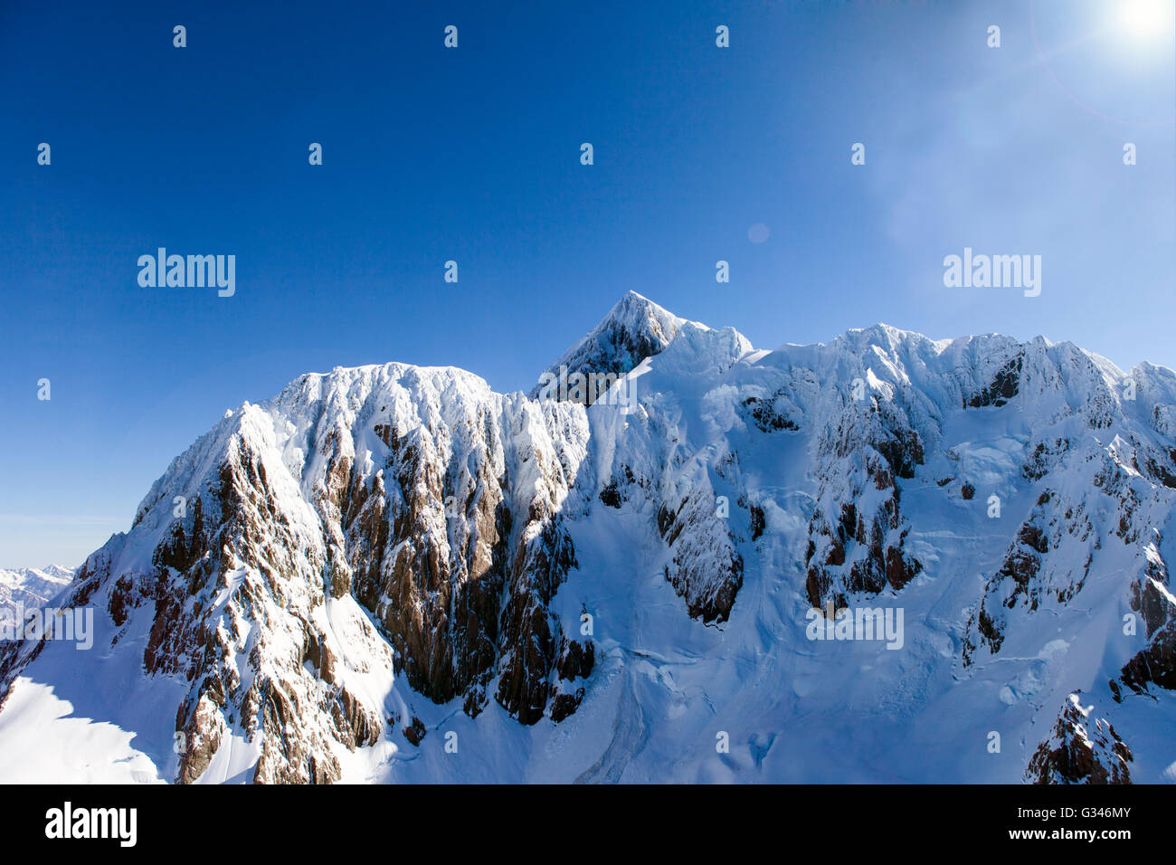 elevated view of snow mountain Stock Photo