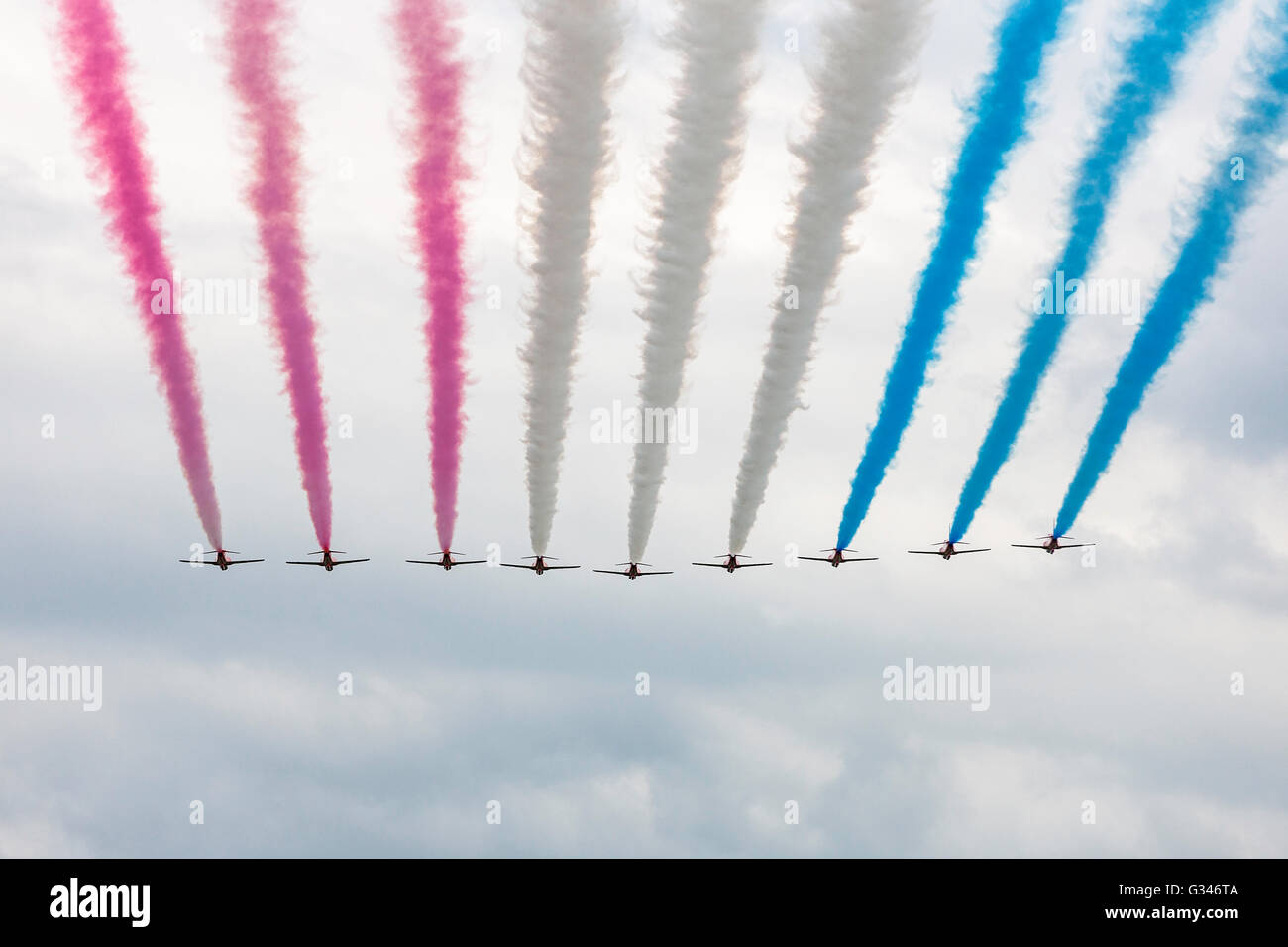 Royal Air Force (RAF) Red Arrows Aerobatic Display Team Performing At ...