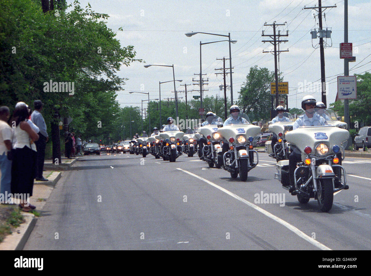 Motorcycle officers escort a police officers funeral in Washington, DC  Stock Photo - Alamy