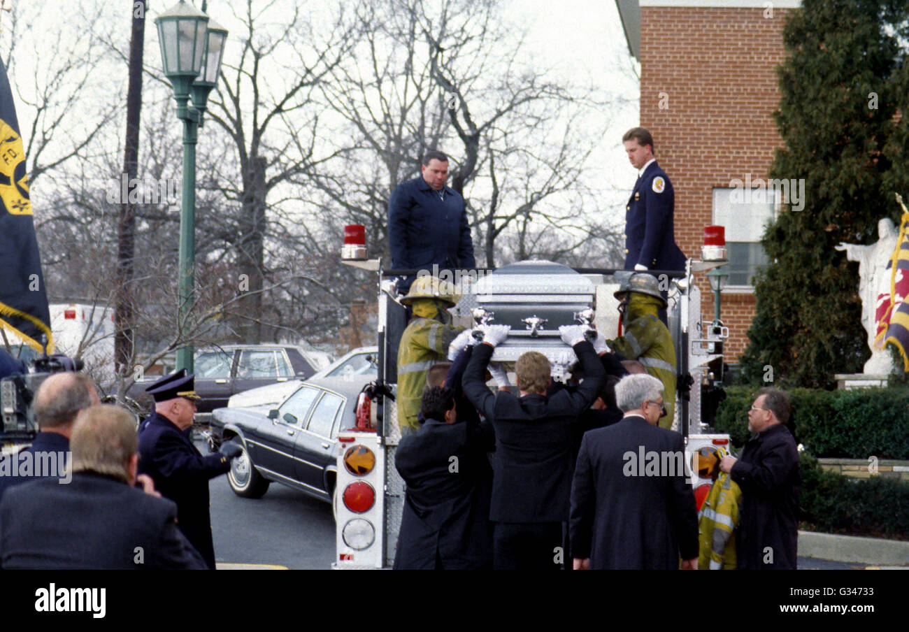 Firefighter funeral during a very cold day in Oxon Hill, Maryland Stock Photo