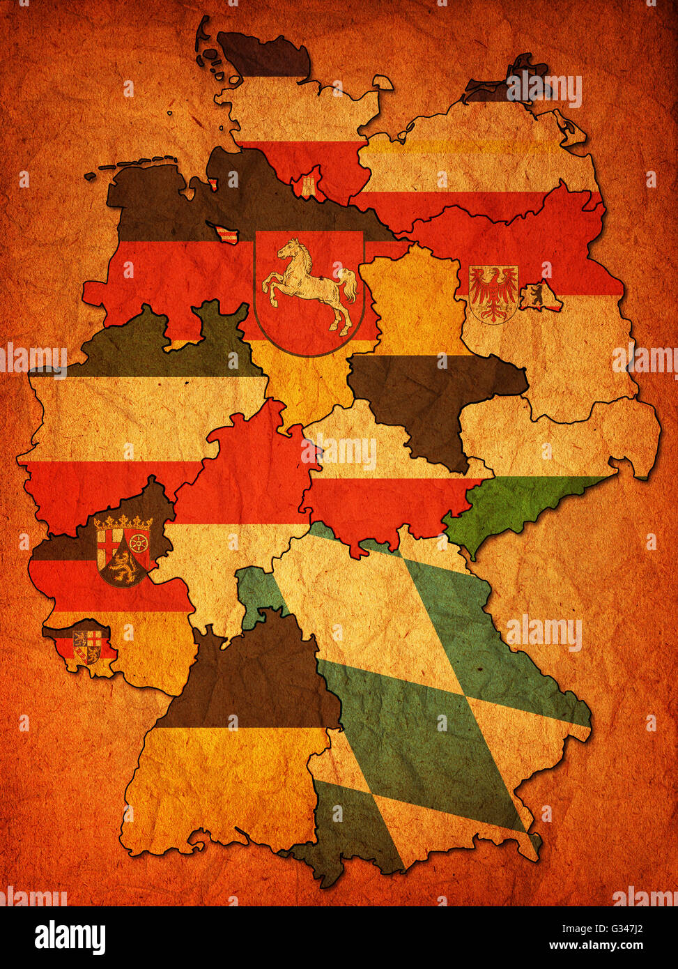 old administration map of german provinces (states) Stock Photo