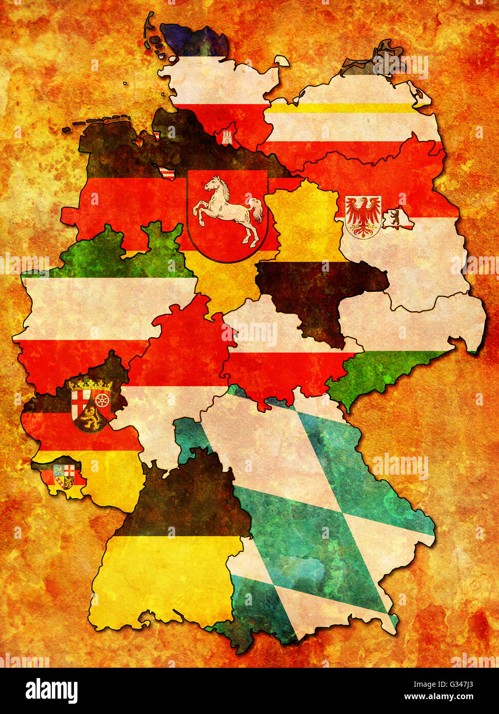 Old Administration Map Of German Provinces states With Clipping Path 