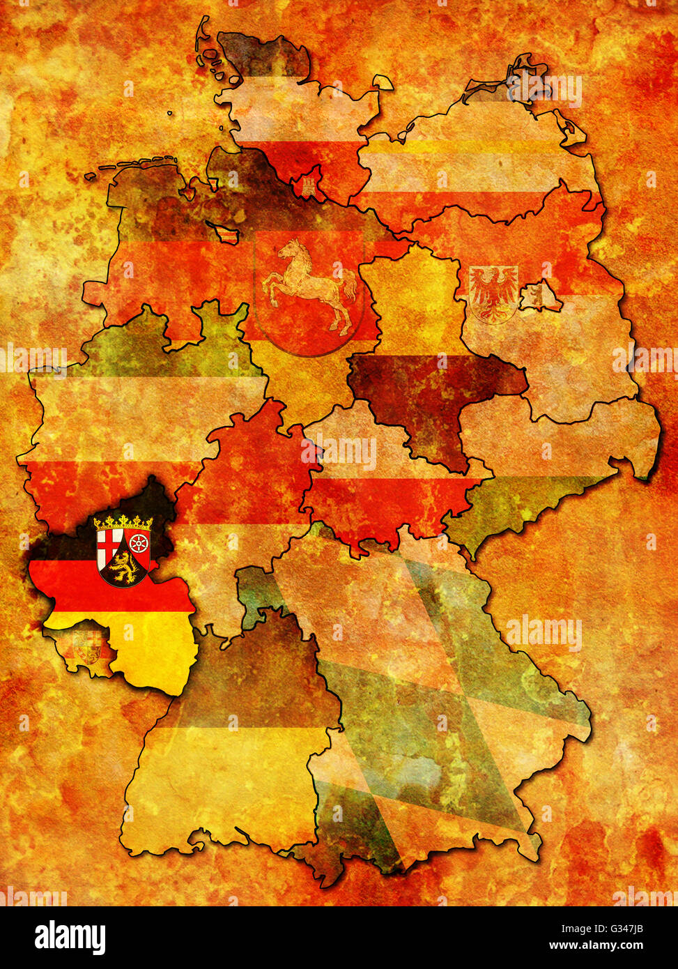 RhinelandPalatinate on old administration map of german provinces