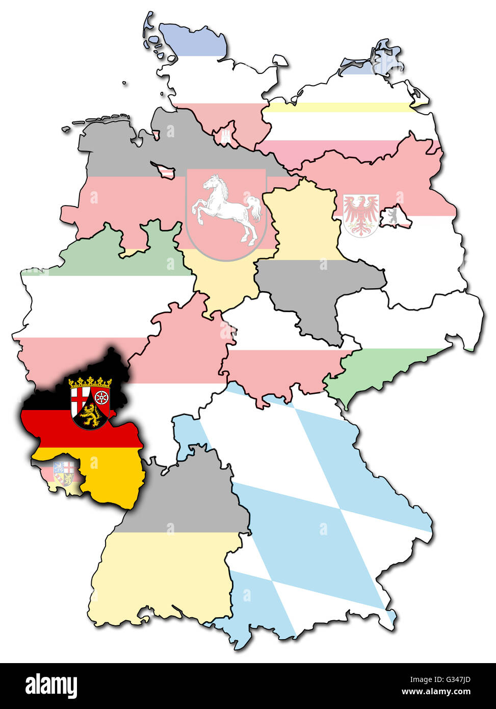RhinelandPalatinate on old administration map of german provinces