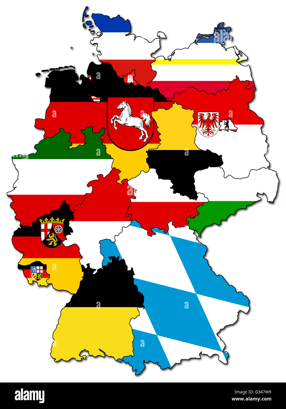 old administration map of german provinces (states) with clipping path ...