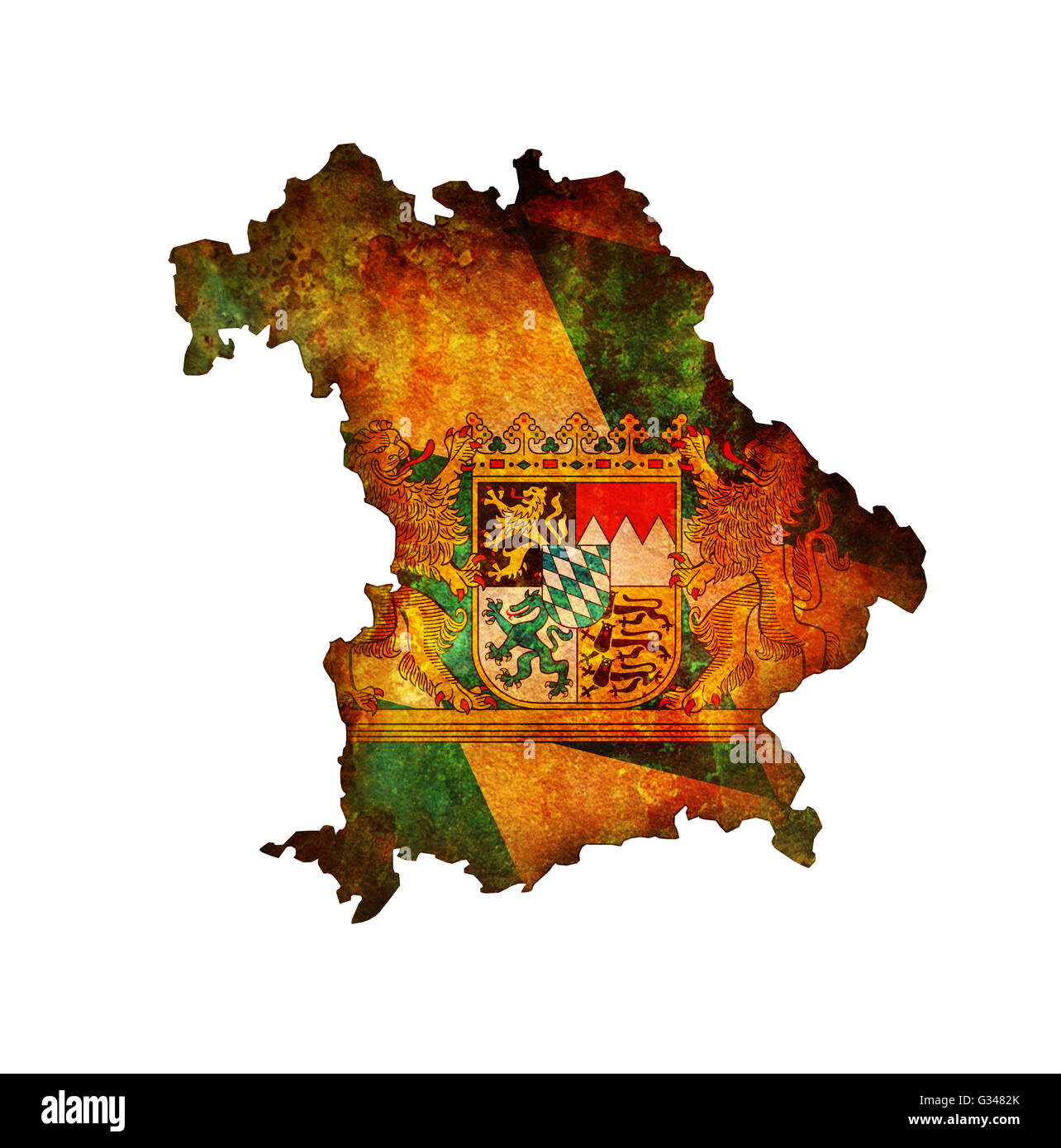 isolated map of bavaria region with flag Stock Photo