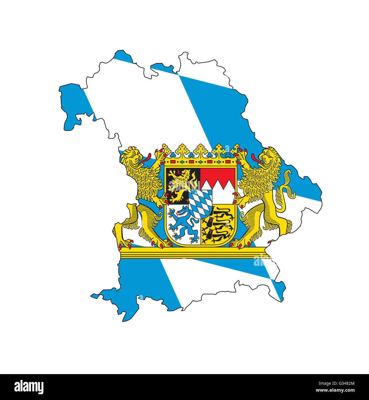 isolated map of bavaria region with flag Stock Photo