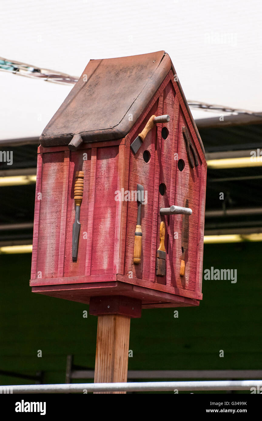 A whimsical bird house at a California stores garden department Stock Photo