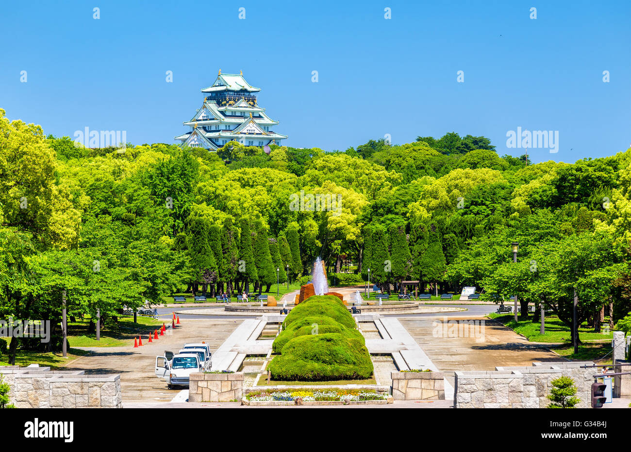 View of Osaka Castle Park in Japan Stock Photo