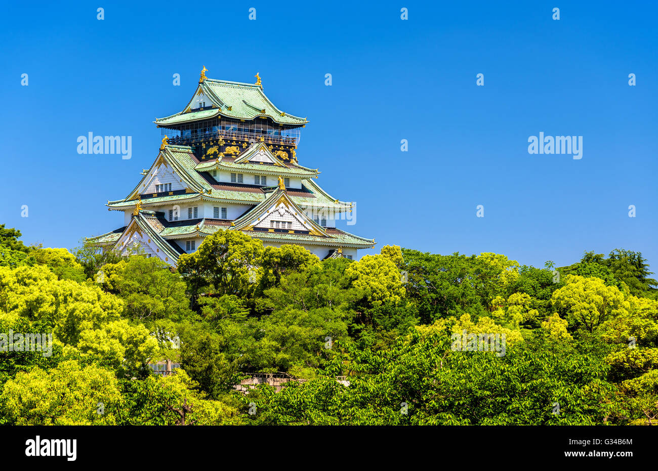 View of Osaka Castle in Japan Stock Photo